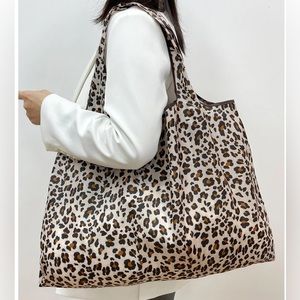 Leopard Print Folding Tote Bag